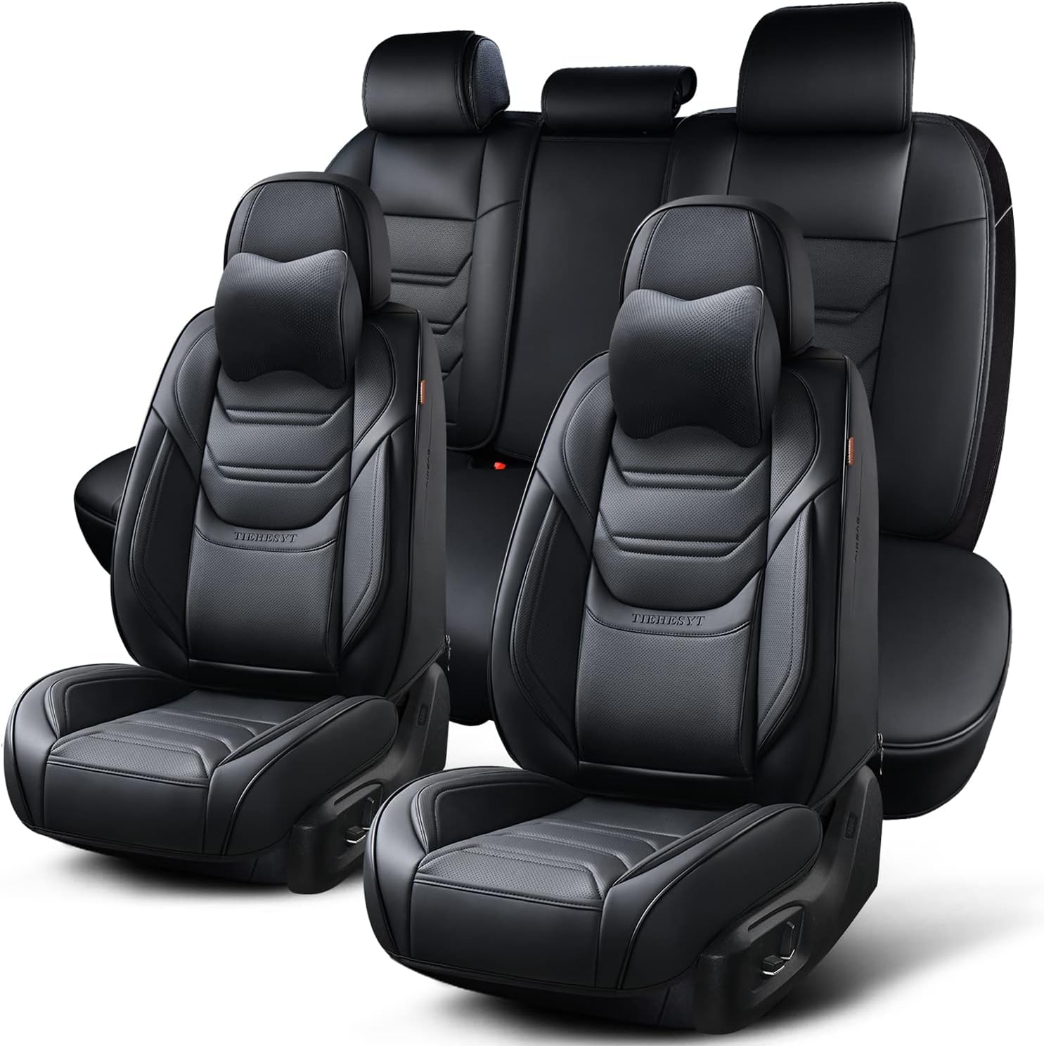 Black Car Seat Covers Full Set for Sedans and SUVs - Waterproof