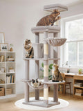 Taoqimiao MS042W Cat Tree 66-in - Spacious Multi-Cat Tower for Large