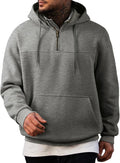 Mens Cotton Quarter Zip Hoodie - Lightweight Casual Pullover