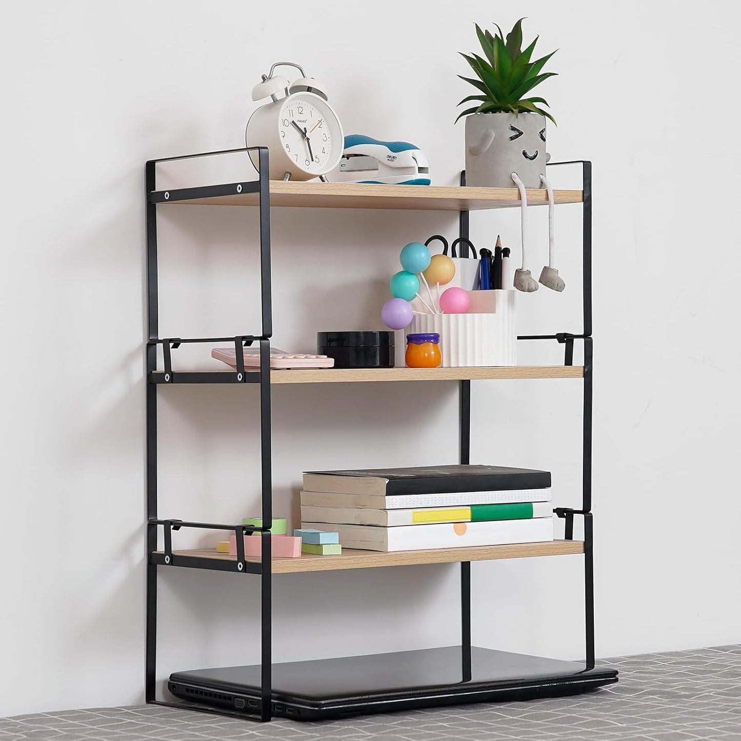 YGYQZ Wood Office Desk Shelf Organizer for Stylish Storage