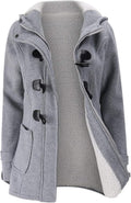 Women's Fleece Hooded Horn Button Coat - Warm Winter Jacket