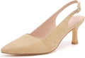 Raffia Kitten Heels for Women Slingback Pointed Pumps - Nude