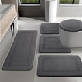 Dark Grey Memory Foam Bathroom Rug Set 5 Piece - Soft, Absorbent Mats