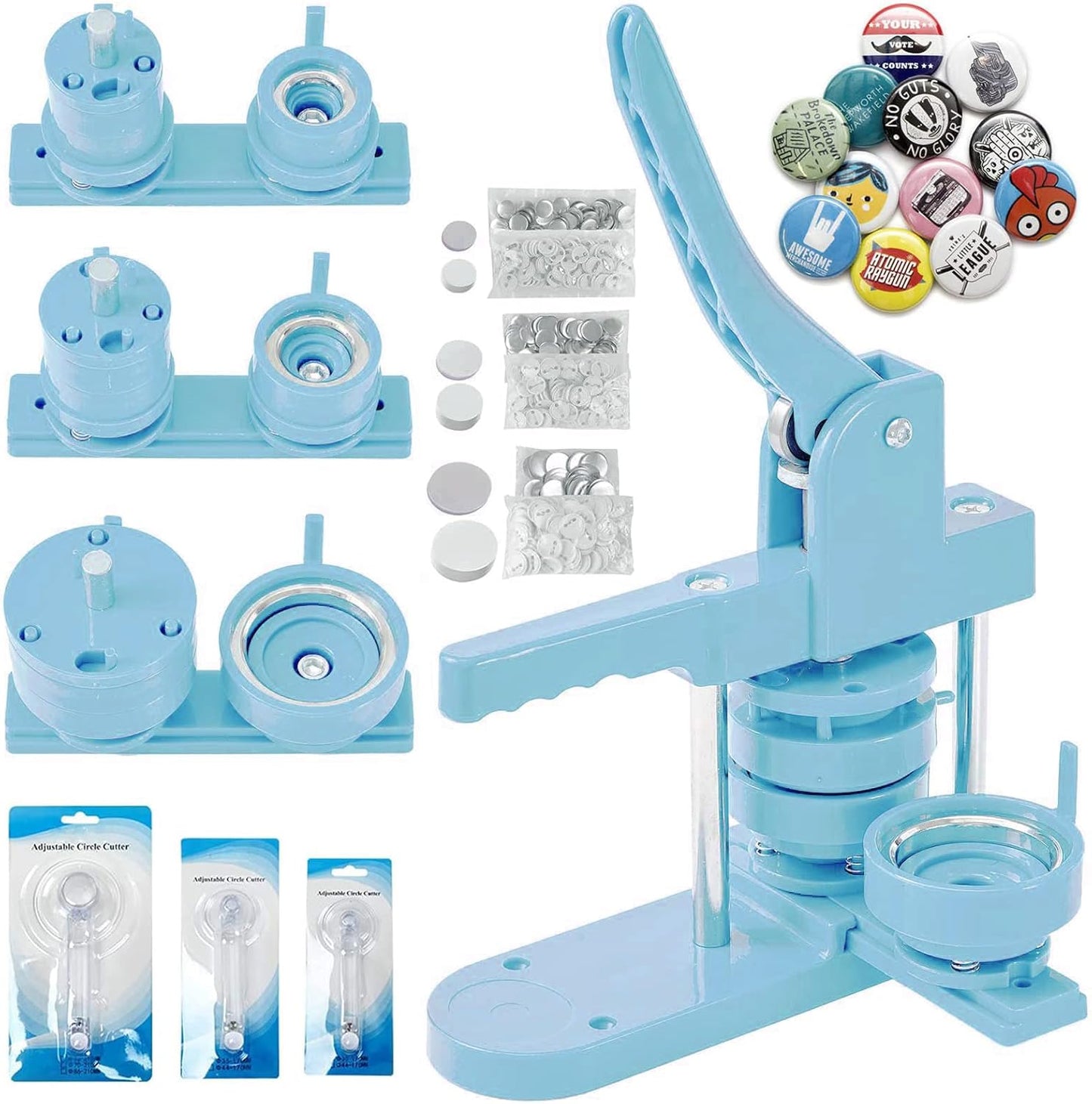 Pin Maker Machine Kit for DIY Buttons with 300Pcs Pins