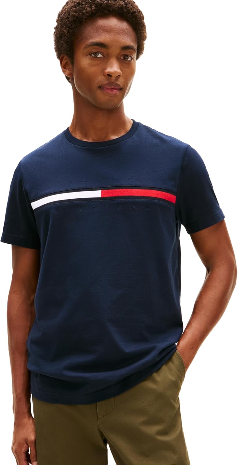 Tommy Hilfiger Men's Short Sleeve Signature Stripe Graphic T-shirt