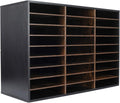 27-Slot Wood Literature Organizer Mail Center - Black Archaize