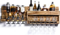 Wall Mounted Wine Rack Wood Shelf with 4-Bottle Dispenser - Rustic Bar