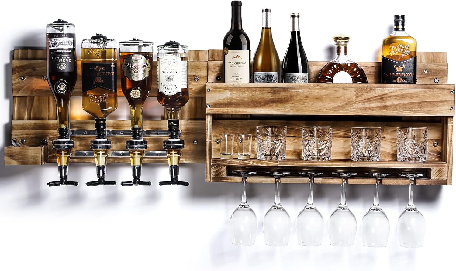 Homde Wall Mounted Wine Rack with Dispenser for Home Bar Decor