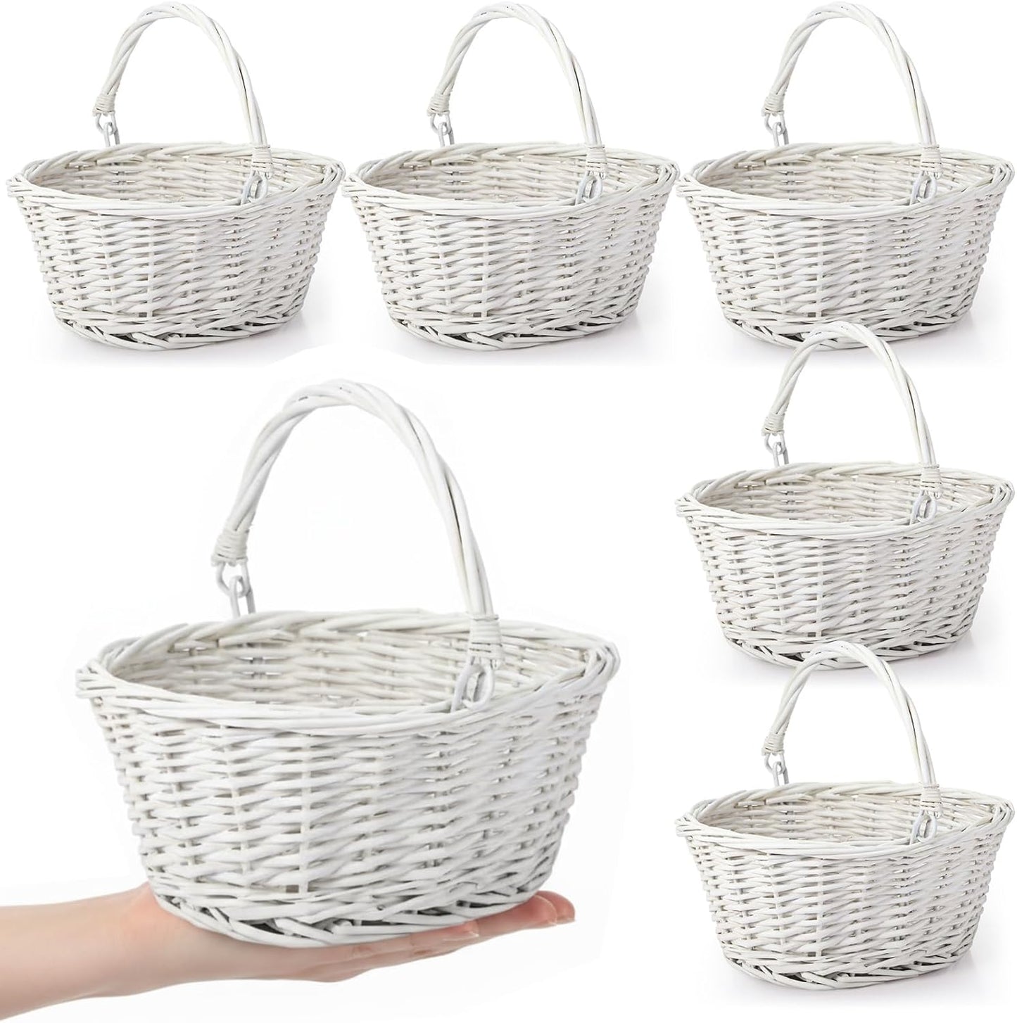6 Pcs Small Wicker Picnic Basket for Weddings and Decor
