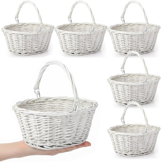 6 Pcs Small Wicker Picnic Basket for Weddings and Decor