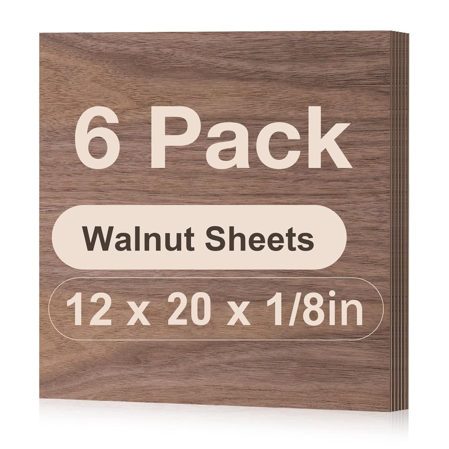 6 Pack Walnut Plywood Sheets for Laser Cutting and DIY Crafts