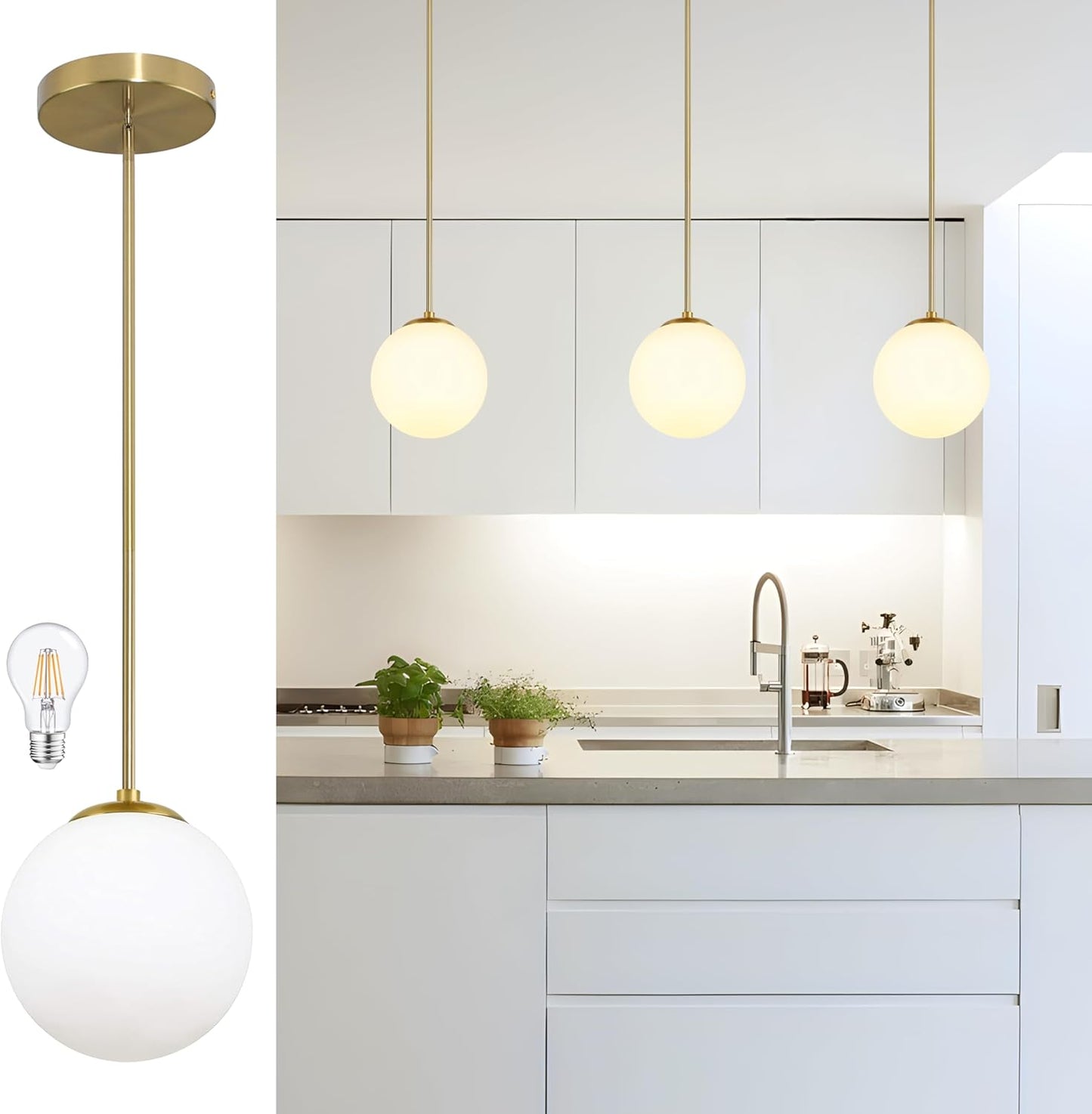 Elegant 8 Inch Globe Pendant Light for Modern Interiors