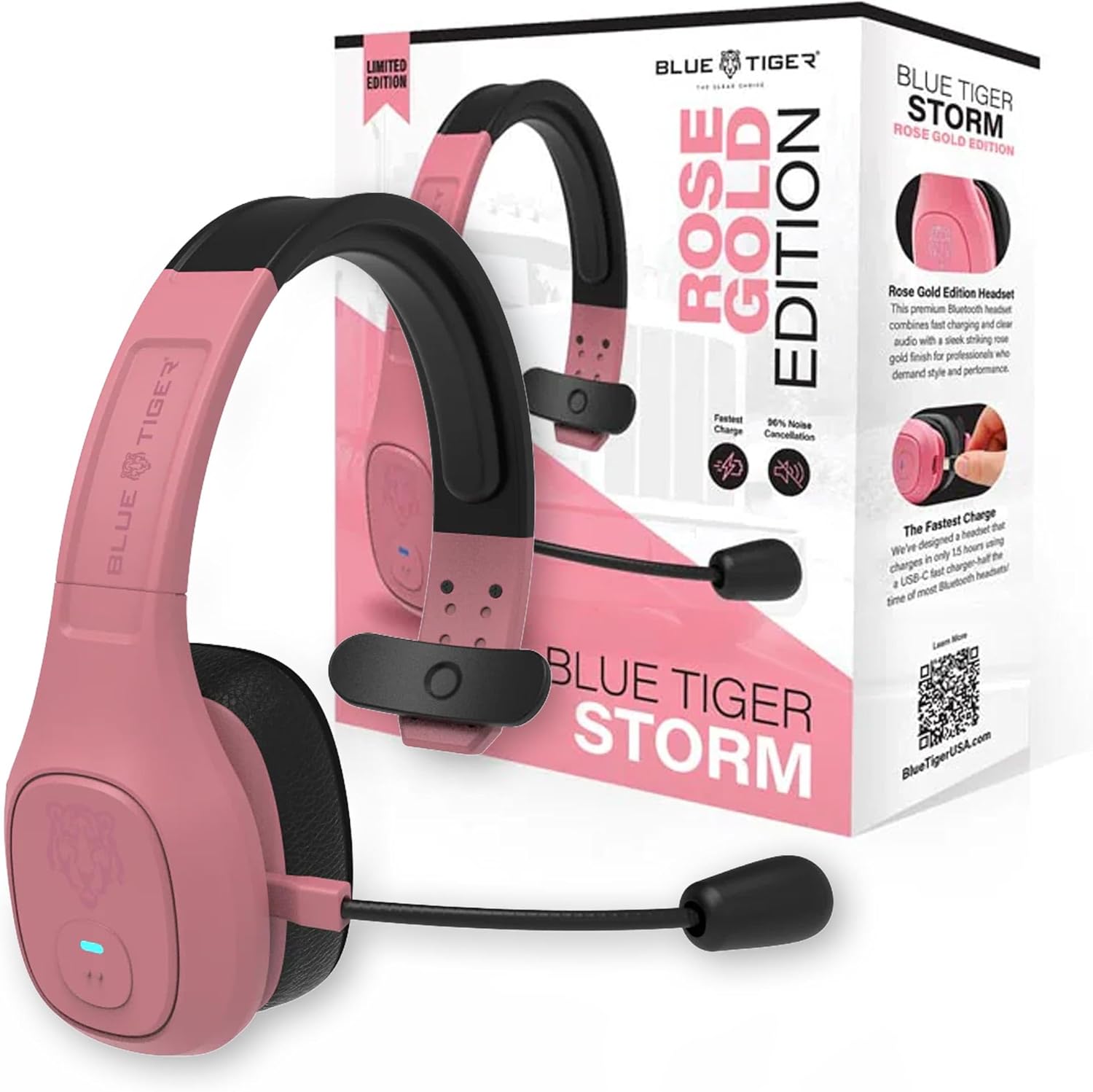 Premium Trucker Bluetooth Headset - Blue Tiger Storm Rose Gold