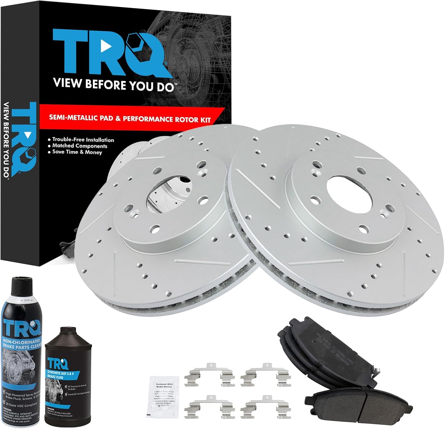 TRQ Front Performance Brake Pad & Rotor Kit for Acura MDX