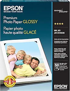Epson Premium Photo Paper GLOSSY for Stunning Prints 8.5x11 in