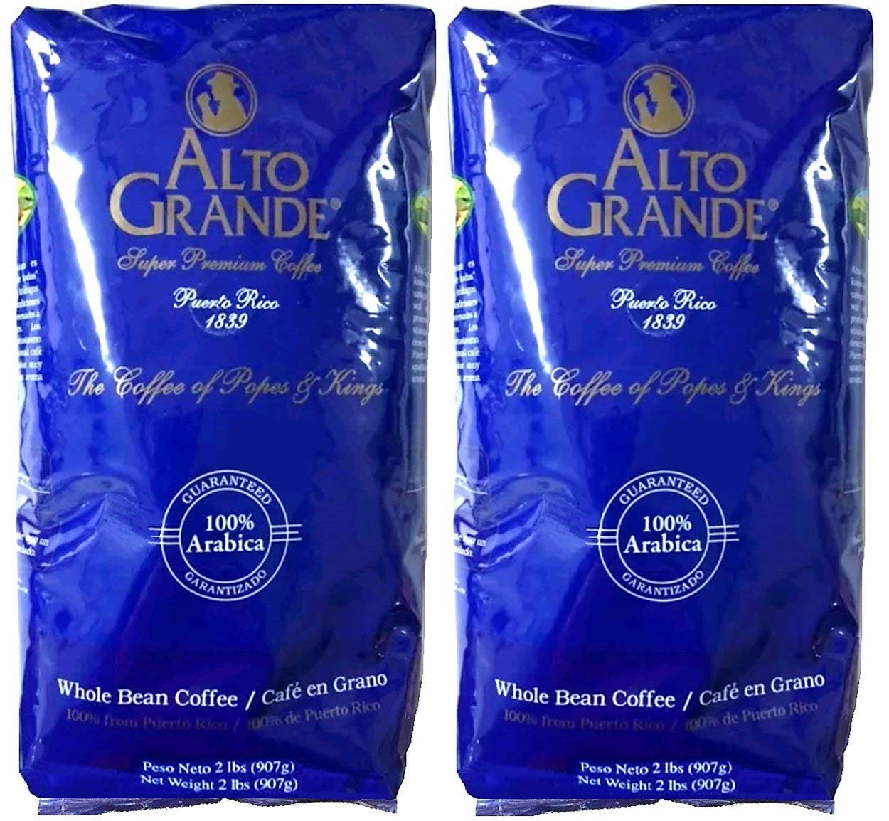 Alto Grande Super Premium Coffee Whole Beans, 2 lb Pack of 2