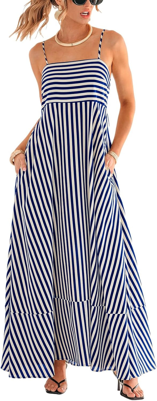 CUPSHE Womens Summer Maxi Dress with Pockets for Beach Fun