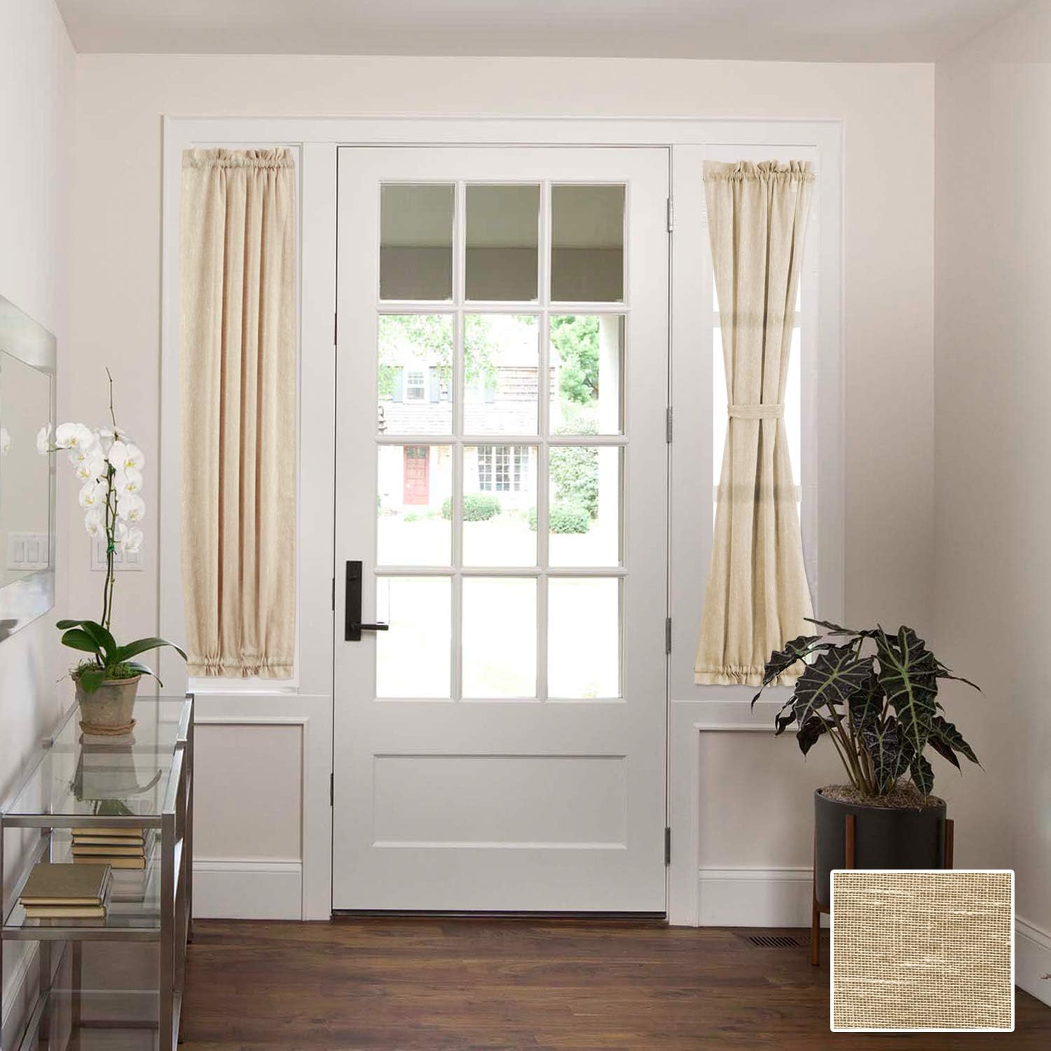 H.VERSAILTEX Linen Sheer Door Curtain - Privacy Tieback