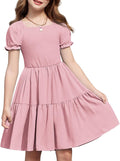 Girls Summer Dress Tie Back Square Neck Midi - Adjustable Fit Arshiner