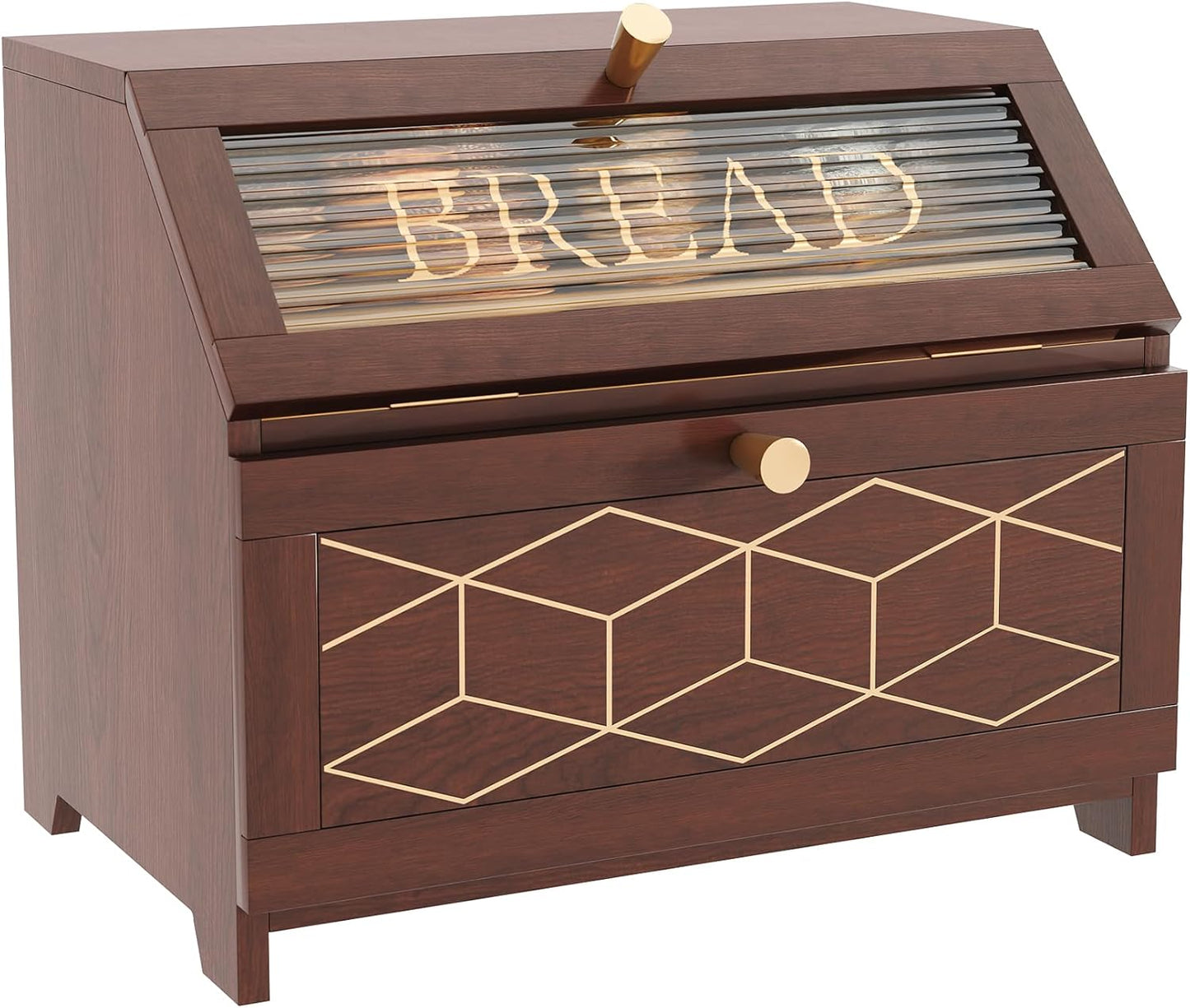 Double Layer Bread Box with Golden Trim for Fresh Storage