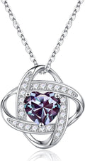 Iefil Birthstone Love Knot Necklace in 925 Sterling Silver Gift