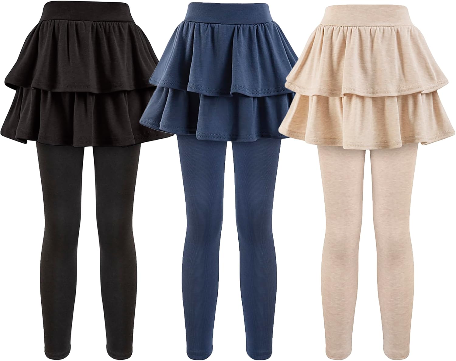 Girls School Uniform Pants Leggings with Skirts for Ages 4-12