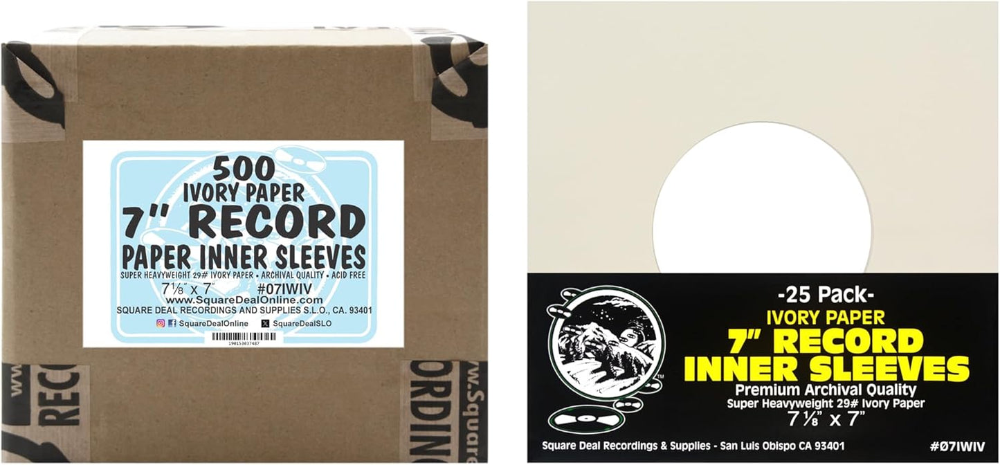 7in 45rpm Ivory Vinyl Record Inner Sleeves for Protection