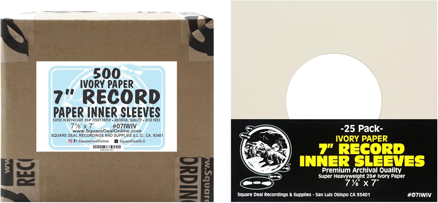 7in 45rpm Ivory Vinyl Record Inner Sleeves for Protection