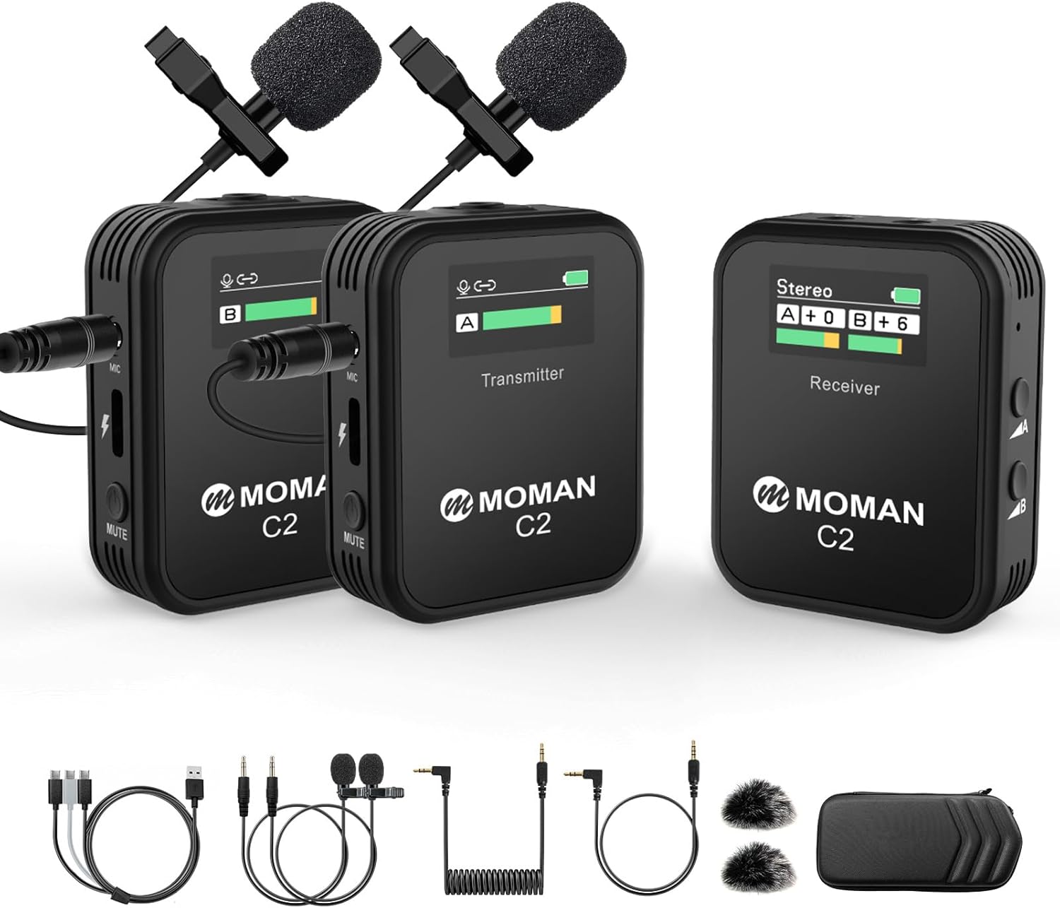 Moman Wireless Lavalier Microphone C2X for Vlogging and Streaming