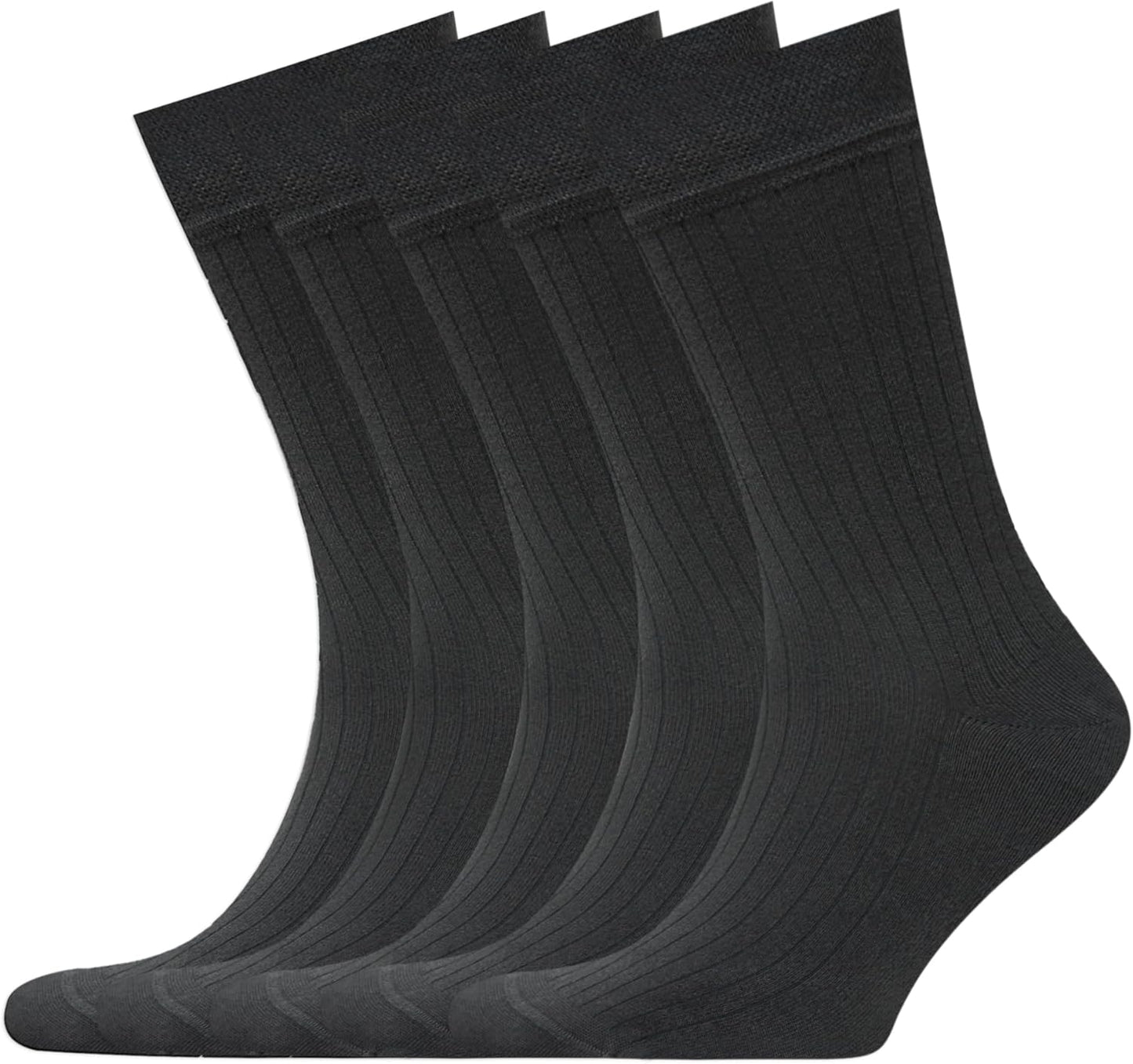 VRD Mens Dress Socks 5-Pack Bamboo Rayon Mid-Calf Crew Socks