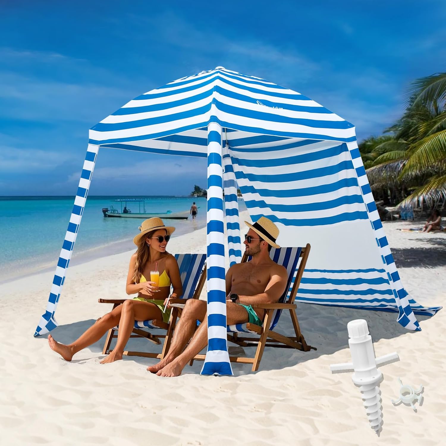 Grandekor 6ft 6in Pop Up Beach Canopy Tent for Family & Kids