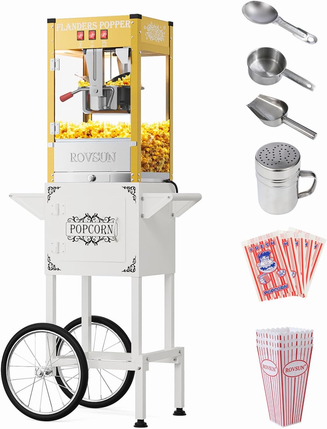 ROVSUN Popcorn Machine with Cart & 8 Oz Kettle for Home Use