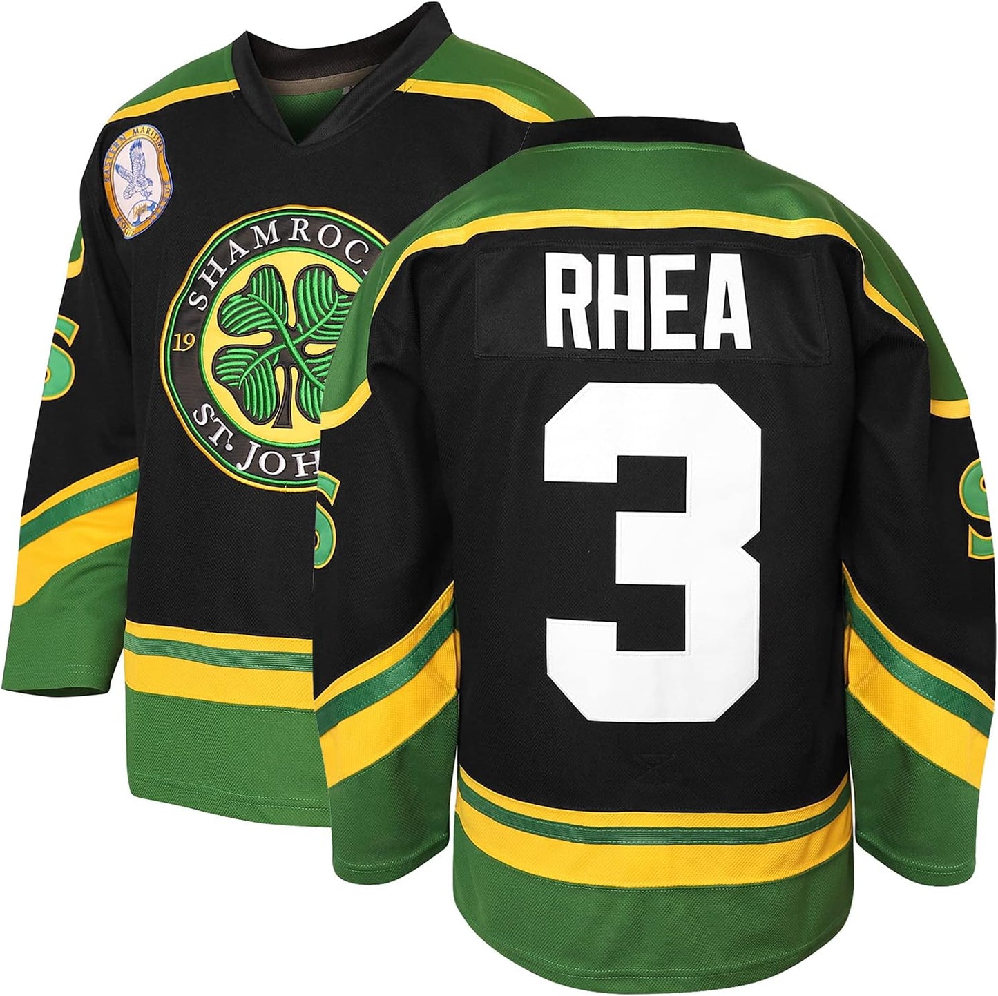 3 Ross The BOSS Rhea Hockey Jersey with EMHL Patch White Green