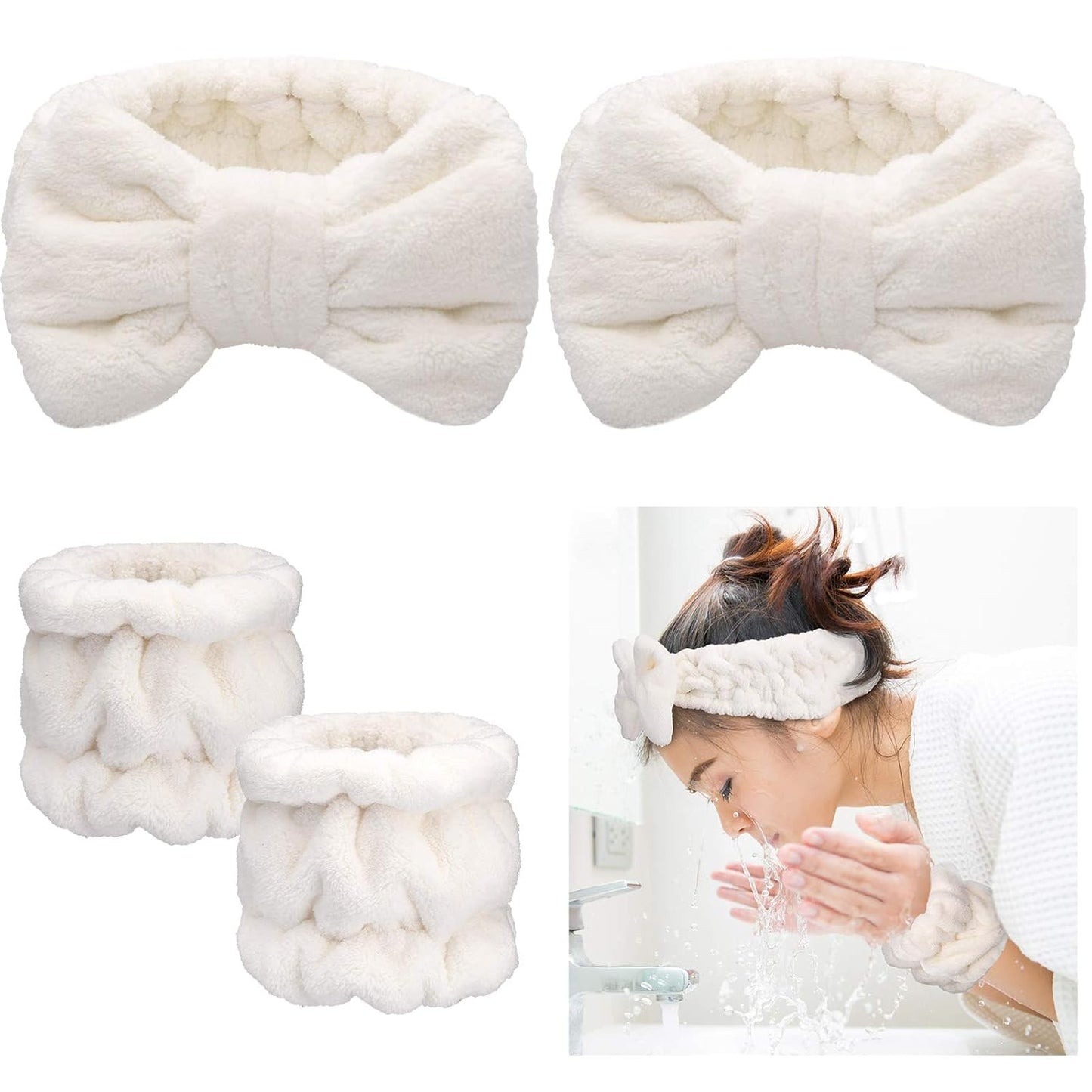 Chuangdi Microfiber Spa Headband Set - Hair & Face Care