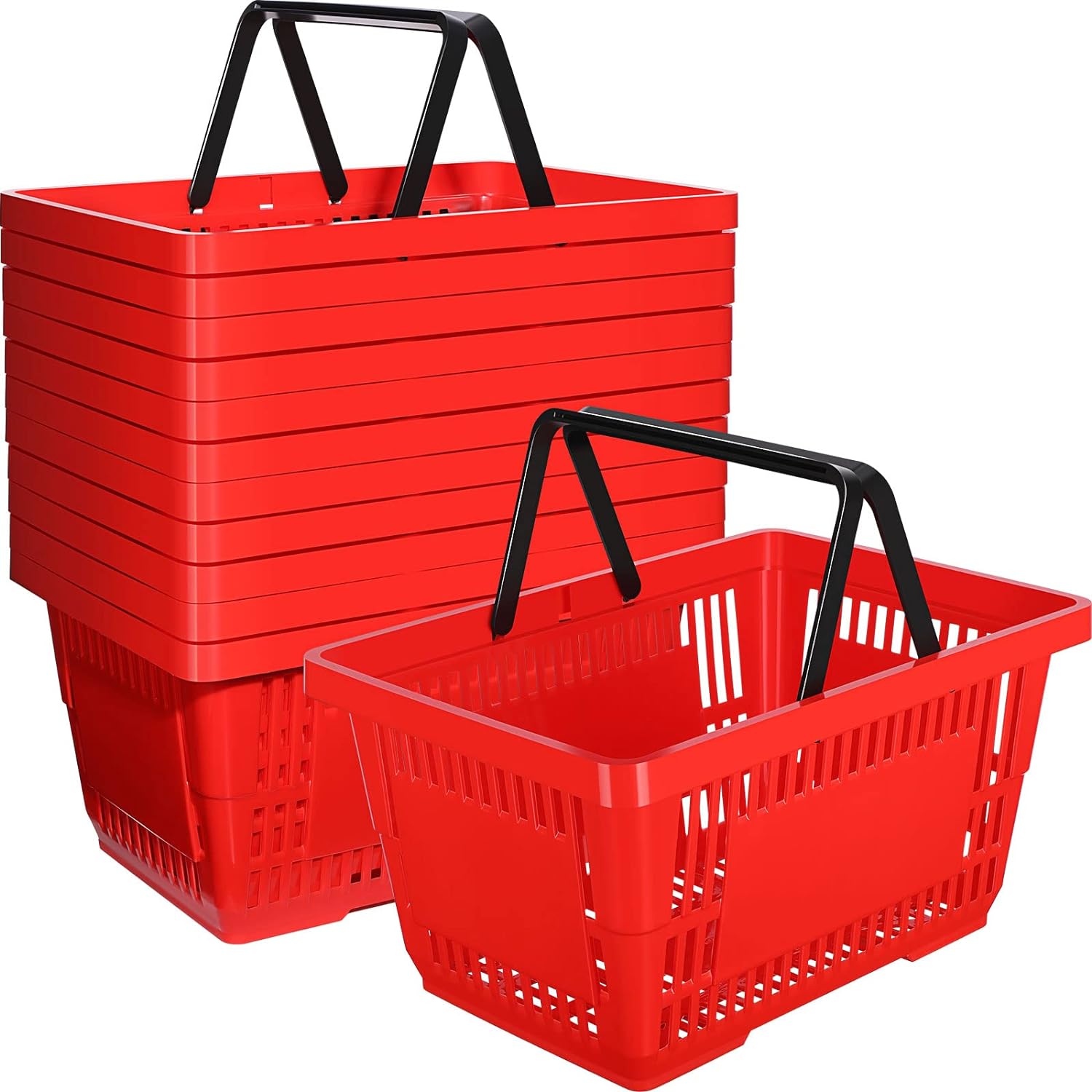 12 Pcs Shopping Baskets for Grocery and Retail Use - Red