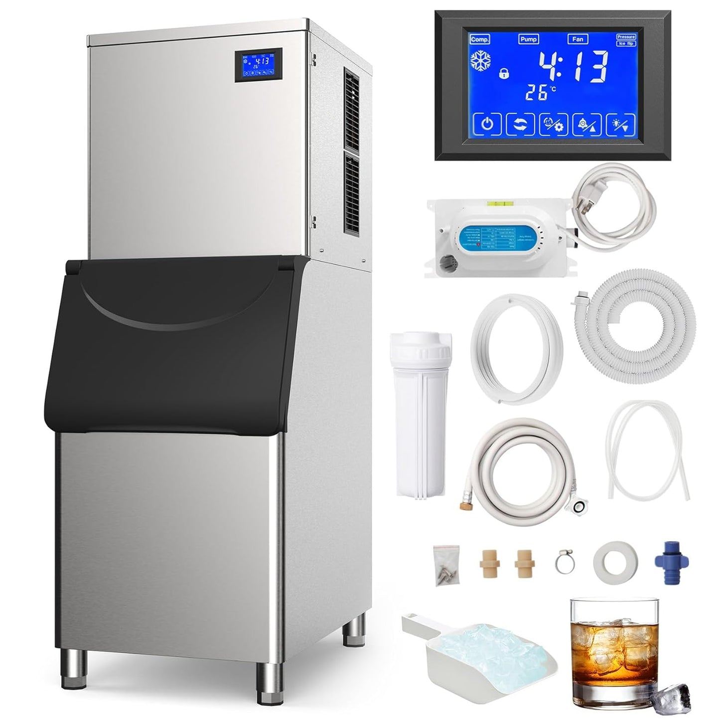 FreezLabs: 480Lbs/24H Commercial Ice Maker - Fast Ice Production!