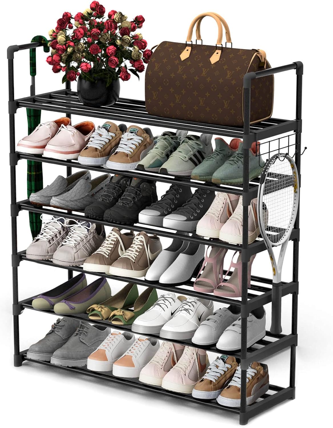 6 Tiers Metal Shoe Rack for Entryway and Closet Organization