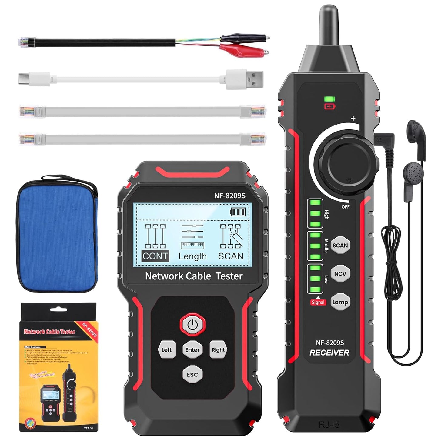 RJ45 Network Cable Tester and Tracer for CAT5 CAT6 CAT6a