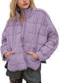 Women's Quilted Puffer Jacket - Lightweight Cropped Packable Coat