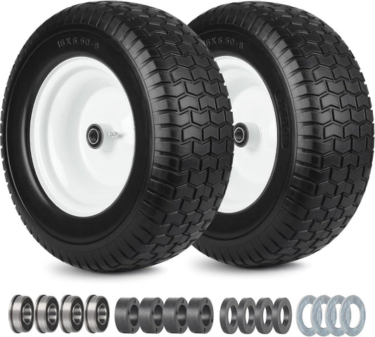 16x6.50-8 Flat Free Riding Lawn Mower Tire and Wheel Set