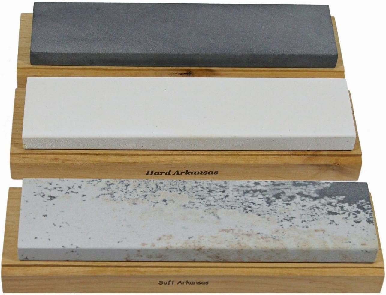 Arkansas Sharpening Stone Set with Wood Base for Precision