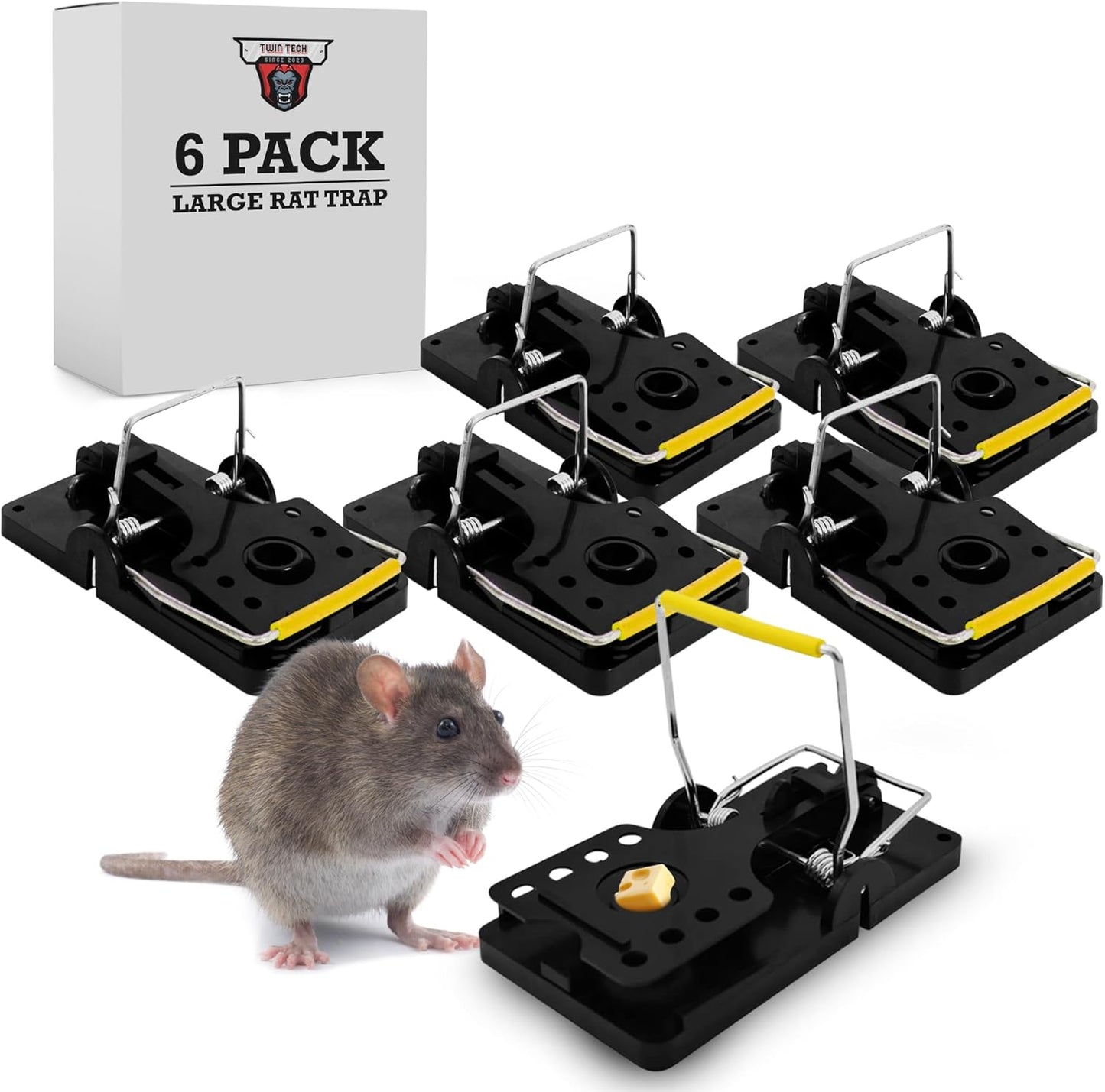 Durable TwinTech Stainless Steel Rat Traps - Reusable & Safe Snap - 6 Pack