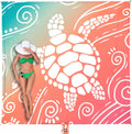 Beach Blanket Waterproof Sandproof Oversized 11 ft x 9 ft - Sea Turtle