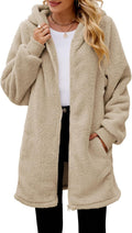 Womens Oversized Sherpa Jacket Fuzzy Fleece Zip Up Coat - Warm Layer