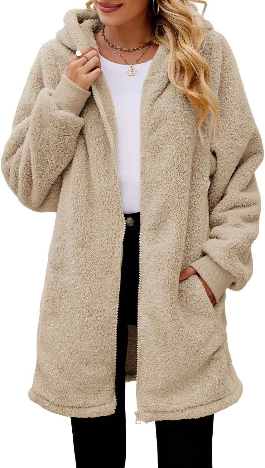 Yanekop Womens Oversized Sherpa Jacket for Cozy Winter Wear