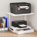 2-Tier Desktop Printer Stand with Fabric Drawer - Compact Organizer