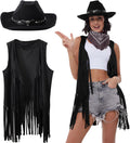 Western Outfits for Women Cowgirl Tassel Sleeveless Vest with Hat