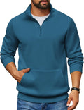 Mens Quarter Zip Pullover Fleece Lined Mock Neck - Cozy Warm Layer