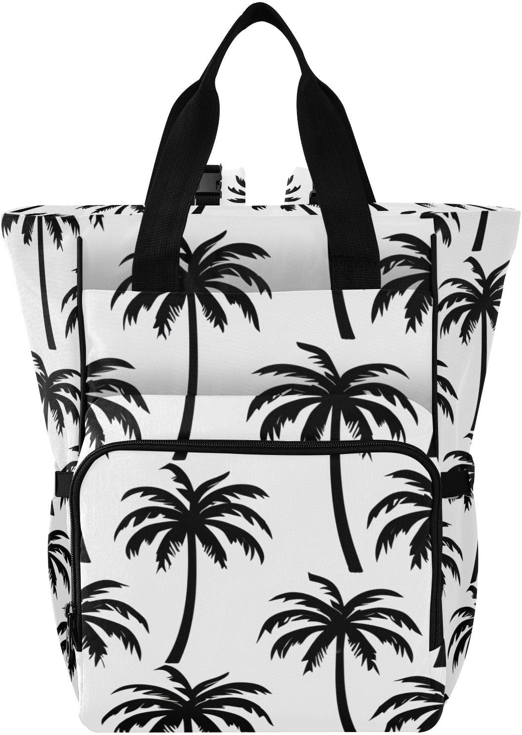 SPRIPORT Black Palm Trees Diaper Backpack