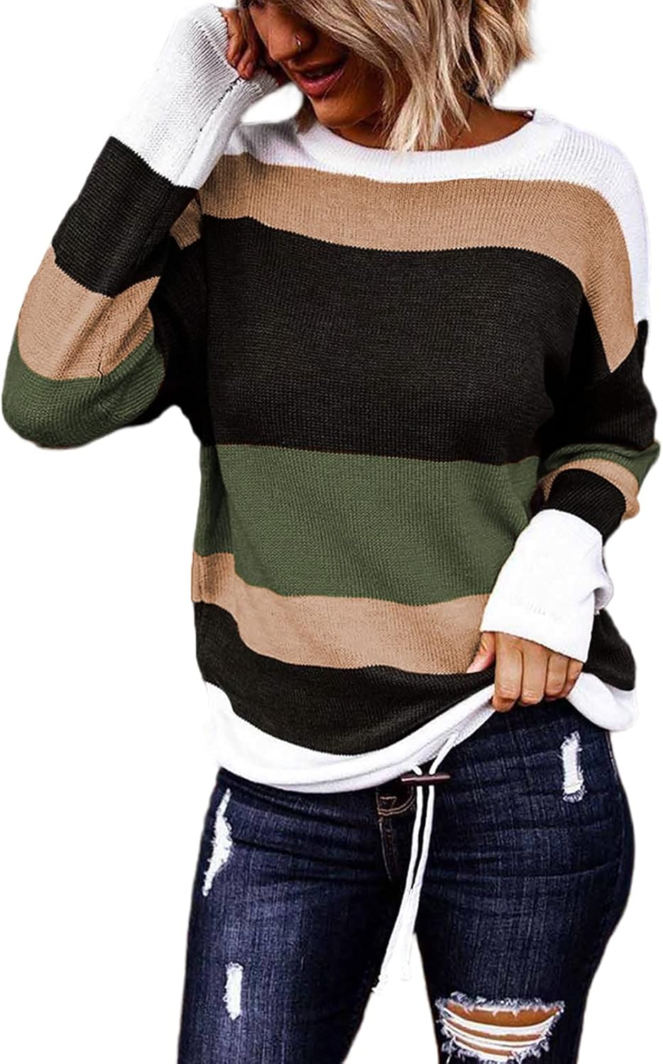 Dokotoo Womens Sweaters Striped Fall Winter Outfits 2025 Style
